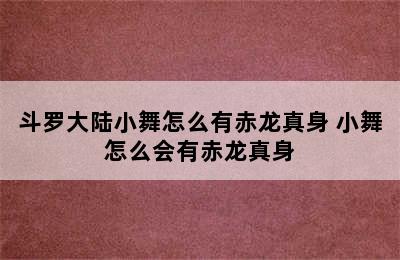 斗罗大陆小舞怎么有赤龙真身 小舞怎么会有赤龙真身